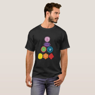 Zeven chakra basic donker T-shirt, yoga healers T-shirt