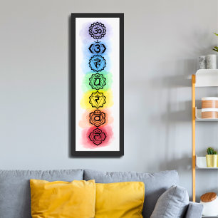 Zeven Chakra Symbolen voor Spiritueel en minimalis Poster
