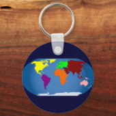 Zeven continenten gekleurd sleutelhanger (Voorkant)