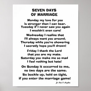 ZEVEN DAGEN MARRIAGE POEM POSTER