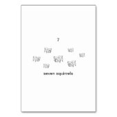 Zeven eekhoorns, Custom Number Flashcards Kaart (Achterkant)