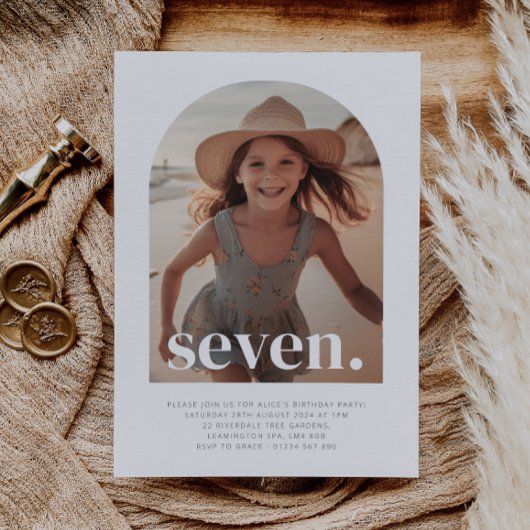 Zeven gebogen foto verjaardag kaart