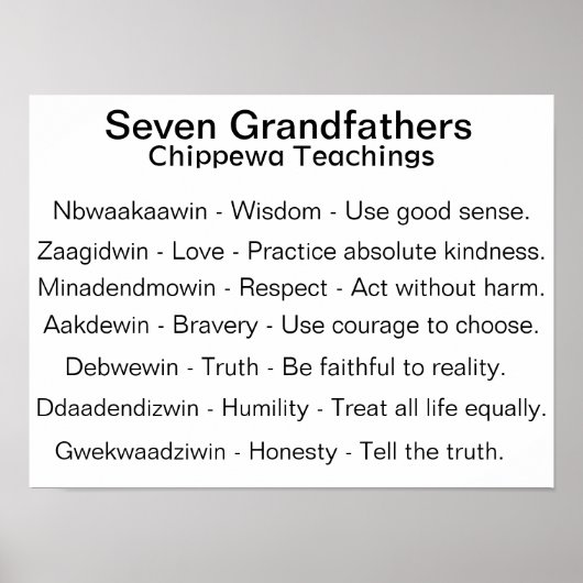 Zeven grootvaders Chippewa Tribe Teaching Poster (Voorkant)