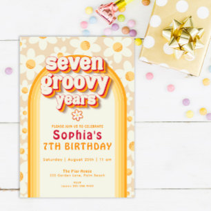 Zeven Groovy Years Boho Daisy Rainbow Birthday Kaart