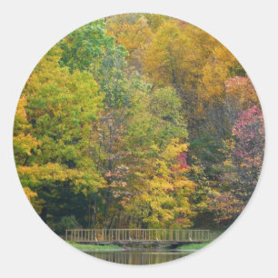 Zeven Herfst Bridge II Autumn Landschap Ronde Sticker
