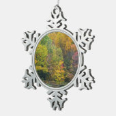 Zeven Herfst Bridge II Autumn Landschap Tin Sneeuwvlok Ornament (Rechts)