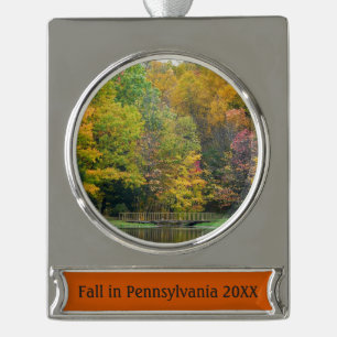 Zeven Herfst Bridge II Autumn Landschap Verzilverd Banner Ornament