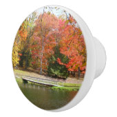 Zeven Herfst Bridge III Autumn Landschap Keramische Knop (Rechts)