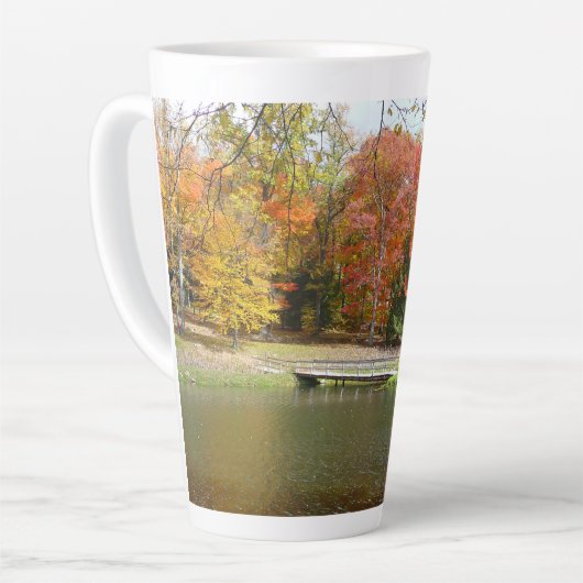 Zeven Herfst Bridge III Autumn Landschap Latte Mok (Linkerhoek)