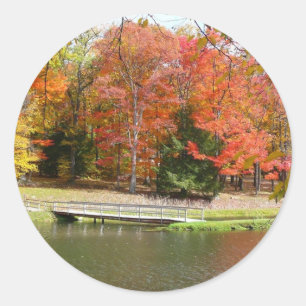 Zeven Herfst Bridge III Autumn Landschap Ronde Sticker
