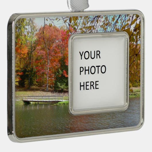 Zeven Herfst Bridge III Autumn Landschap Verzilverd Kader Ornament (Rechts)