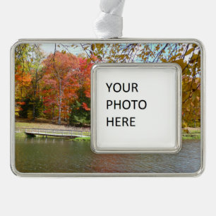 Zeven Herfst Bridge III Autumn Landschap Verzilverd Kader Ornament