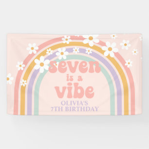 Zeven is een Vibe Pastel regenboog 7e verjaardag Spandoek