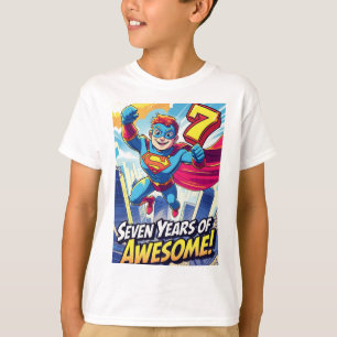 Zeven jaar Geweldige! – Stripstijl 9e verjaardag T-shirt