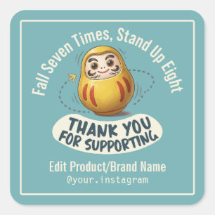 Zeven Keer Vallen Acht Keer Opstaan Aangepaste Sti Vierkante Sticker