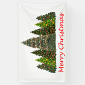Zeven kerstbomen, vrolijk kerstfeest spandoek (Verticaal)