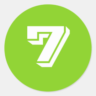 Zeven kleine ronde groene nummerborden van Janz Sticker