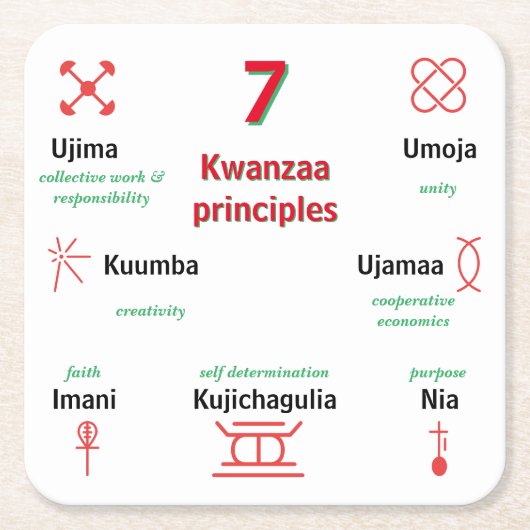 Zeven Kwanzaa Principes Onderzetter (Voorkant)
