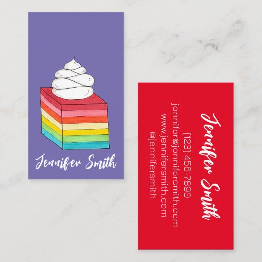 Zeven laagse regenboog Gelatine Salad Dessert Visitekaartje (Voorkant / Achterkant)