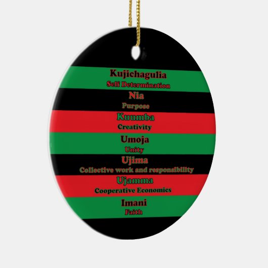 Zeven principes Kwanzaa rood zwart groen Keramisch Ornament (Rechts)