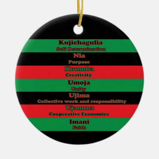 Zeven principes Kwanzaa rood zwart groen Keramisch Ornament (Voorkant)