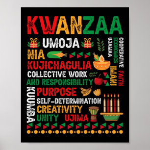 Zeven principes van Kwanzaa Trotse Afro-Amerikaan Poster