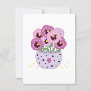 Zeven roze slipjes in een vaas briefkaart