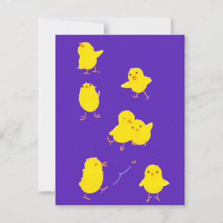 Zeven Schattigee Baby Chicks Briefkaart (Paarse)