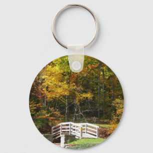 Zeven Springs Fall Bridge I Herfstlandschap Sleutelhanger