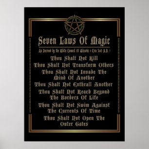 Zeven wetten van magie zwart en goud poster