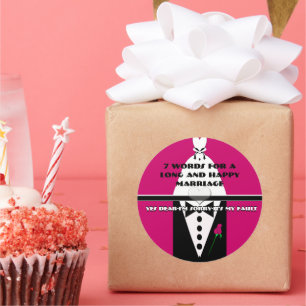 Zeven woorden voor een lang en gelukkig huwelijk ronde sticker