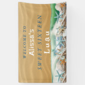 Zeven Zomer Schelpen Zeesterren Parels Luau Spandoek (Verticaal)