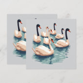 Zeven zwanen zwemmend Knip-sjabloon-stijl 1 Kaart (Voorkant / Achterkant)