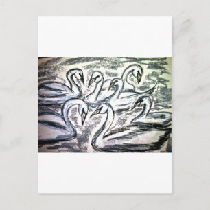 Zeven zwemmen een zwemmen briefkaart