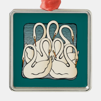 Zeven zwemmen metalen ornament