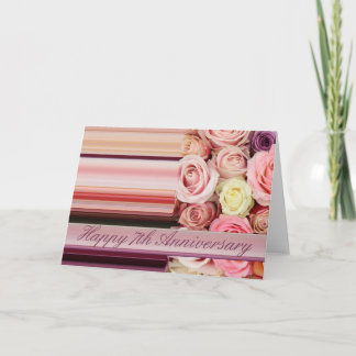 Zevende Jubileum-kaart voor bruiloft - Stapel roze Kaart