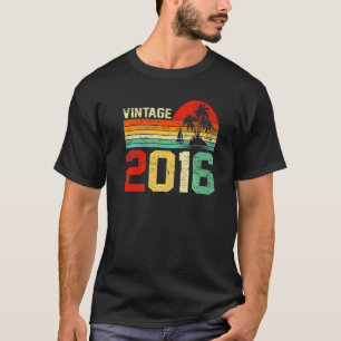 Zevende  verjaardag 2016 Retro Boy Girl 7 jaar T-shirt