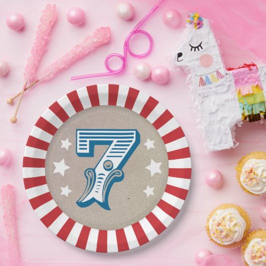 Zevende Verjaardag Circus Grote Top Papieren Bordje (Feest)