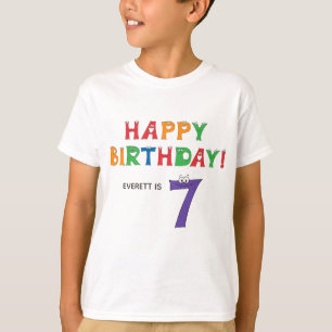 Zevende verjaardag Colorful Alphabet met naam Kind T-shirt