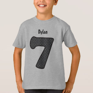 Zevende verjaardag GRAY PATTERN 7 jaar Aangepast V T-shirt