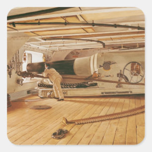 Zevenentwintig pond kanon op een slagschip vierkante sticker