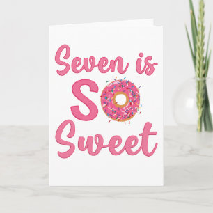 Zevenjarige Verjaardag Zoete Donut 7 Jaar Oude Mei Kaart