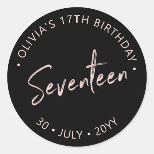 Zeventien Roze gouden Lettering 17e Verjaardag Fav Ronde Sticker