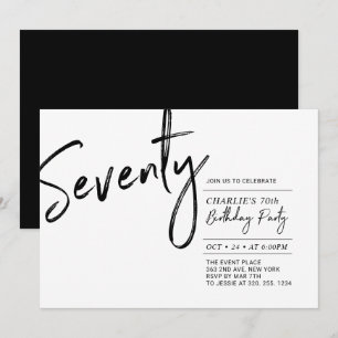 Zeventig Black & White Modern 70ste verjaardagsf Kaart