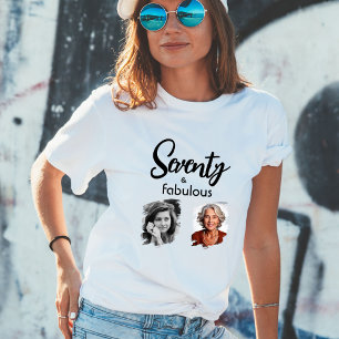 Zeventig en fabelachtig 2 foto 70ste verjaardag t-shirt
