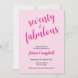 Zeventig en Fabulous Lettertype Roze 70ste Verjaar Kaart