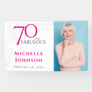 Zeventig en Fabulous Minimaal Roze 70ste Verjaarda Spandoek