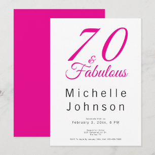 Zeventig en Fabulous Minimal Roze 70ste Verjaardag Kaart