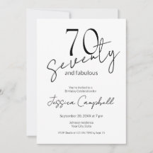 Zeventig en Fabulous Schrift Zwart 70ste Verjaarda