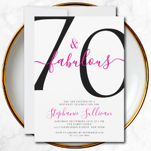 Zeventig en Fabulous Script 70e Verjaardagsfeestje Kaart